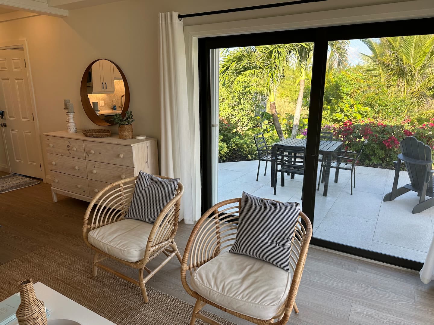 Living area looking out to private patio